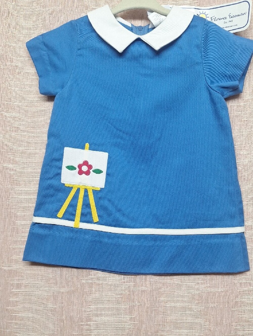 Florence Eiseman Blue Dress with Yellow Easel Appliqué Size 12M - Picture 2 of 7